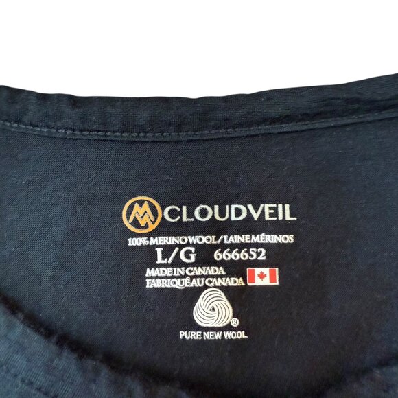 Cloudveil Merino Wool Baselayer Shirt Mens Large Outdoor Top Long Sleeve Black - Picture 4 of 5